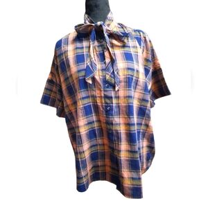 Madewell Blue and Orange Plaid Casual Shirt Small